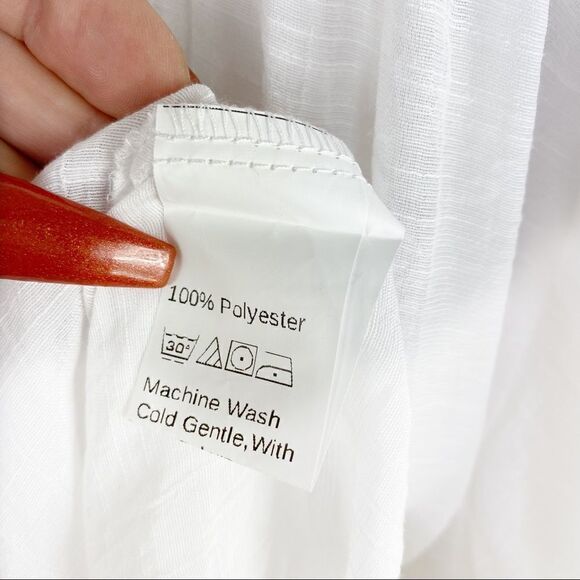 Shein Bat Wing Button Front Swing Blouse White XS Semi Sheer - Picture 12 of 12